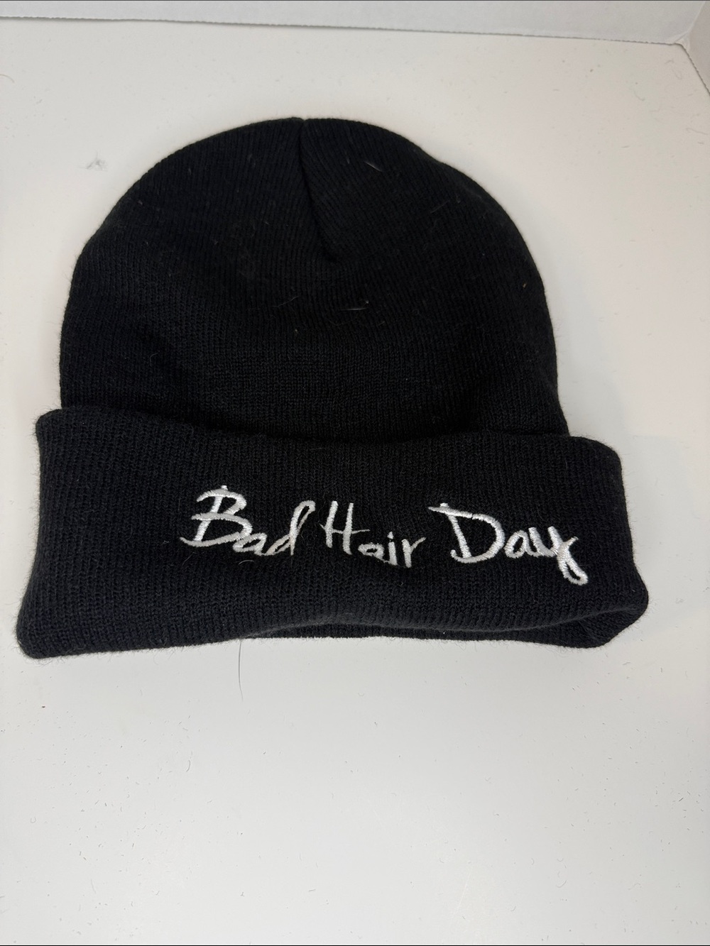 Black "Bad Hair Day" Knit Beanie